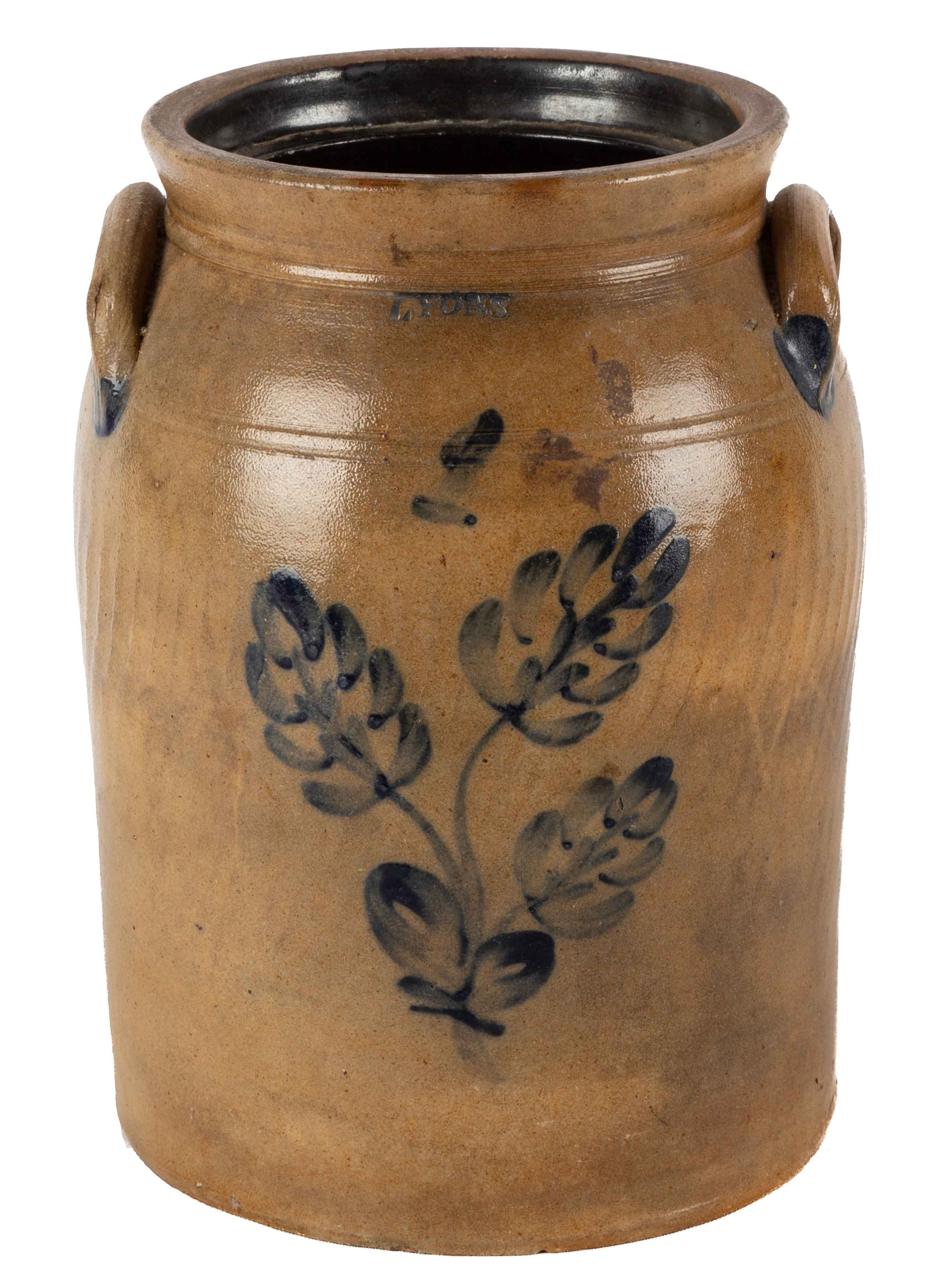 LYONS 1 GALLON STONEWARE CROCK 19th