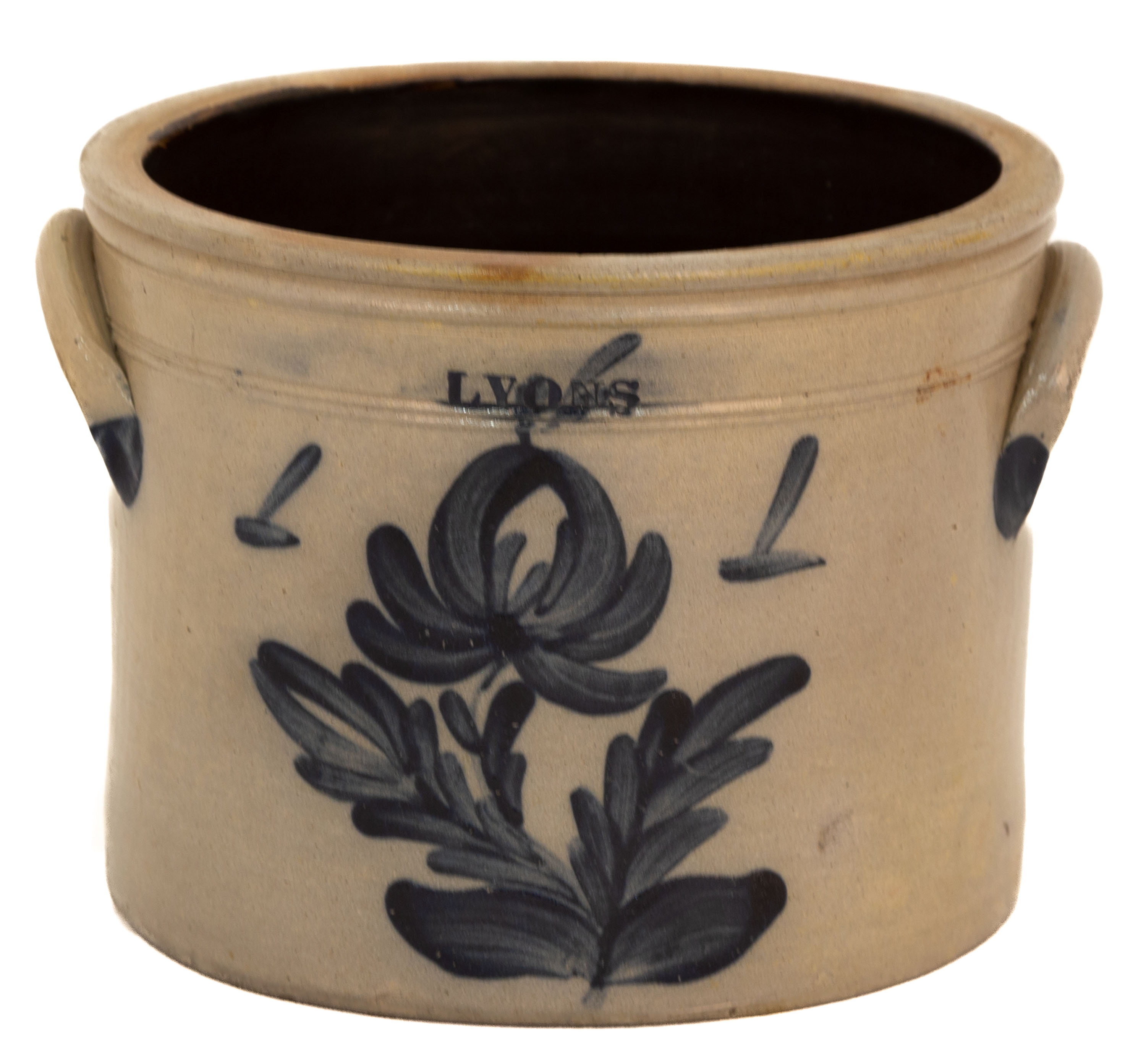LYONS 1 GALLON STONEWARE CROCK 19th