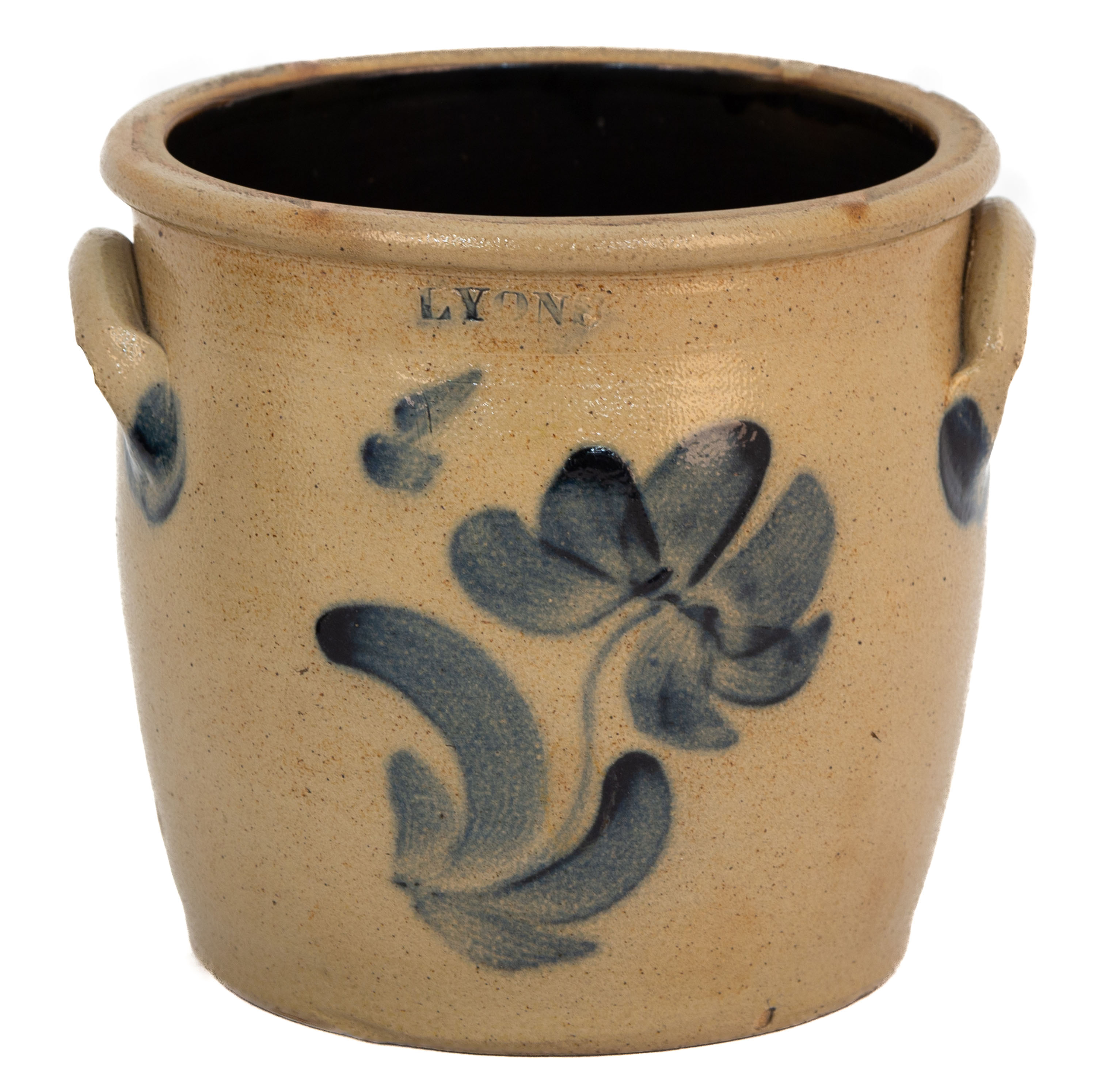 LYONS 1 GALLON STONEWARE CROCK 19th