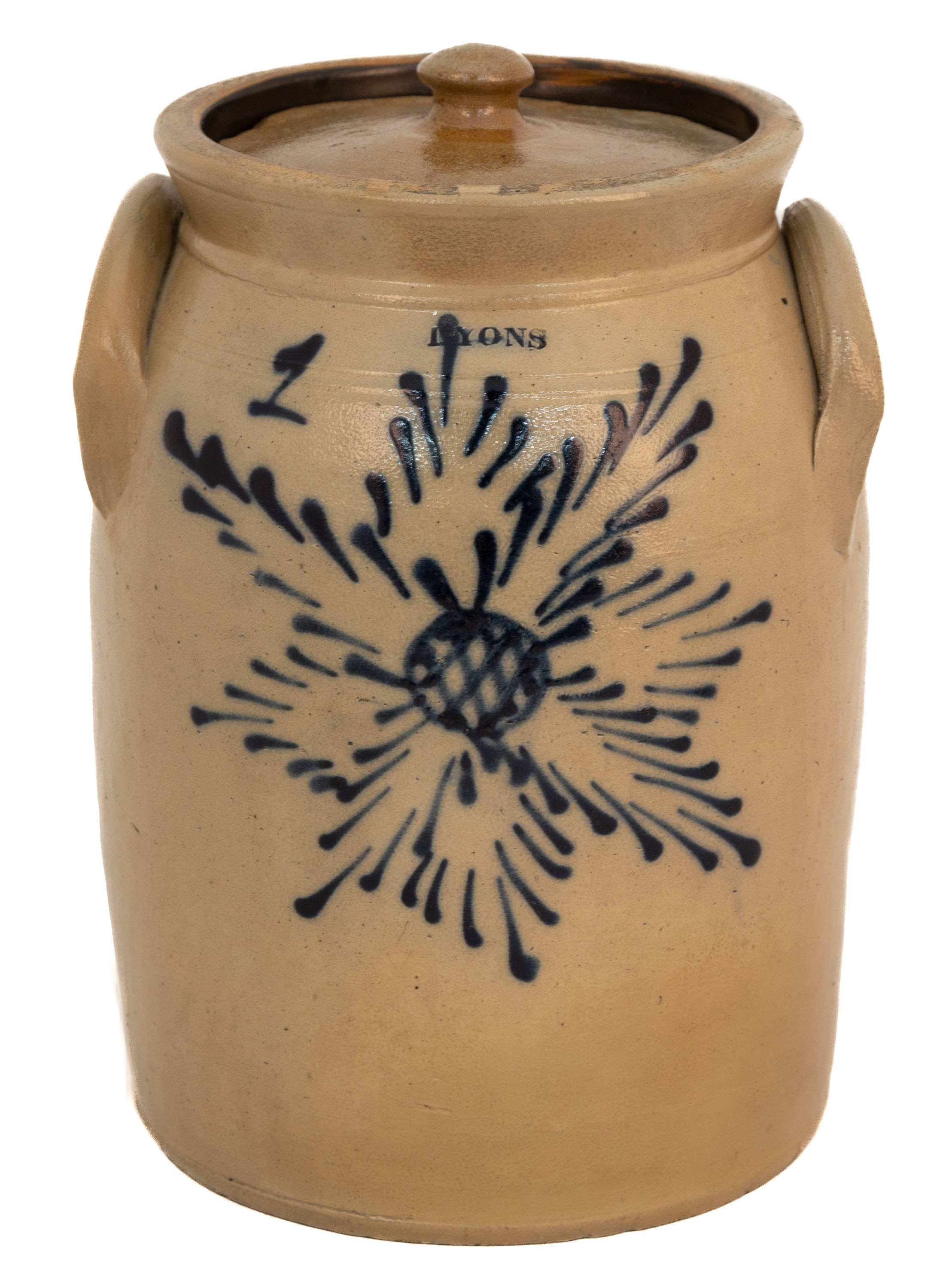 LYONS 1 GALLON STONEWARE JAR 19th