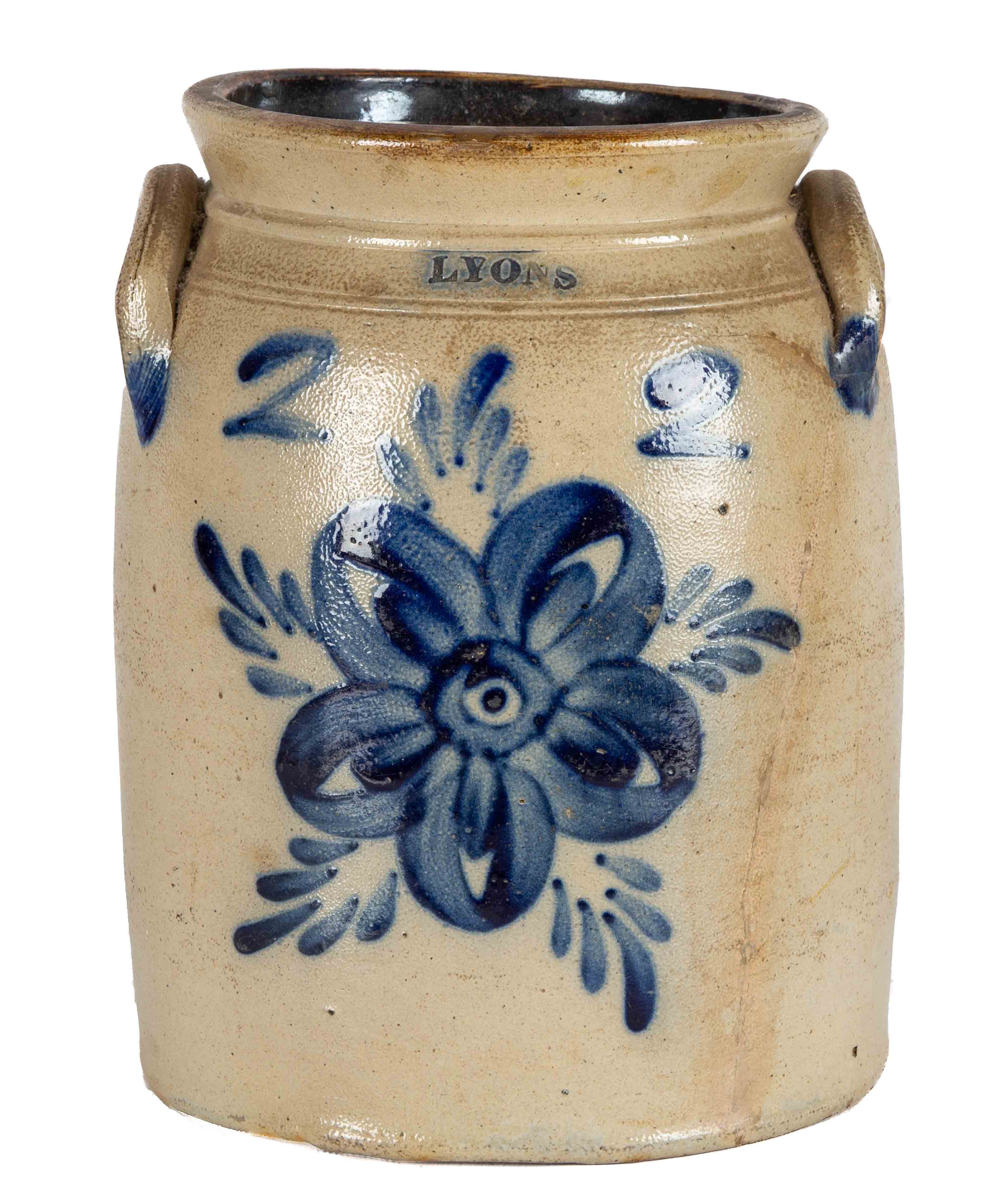 LYONS 2 GALLON STONEWARE CROCK WITH