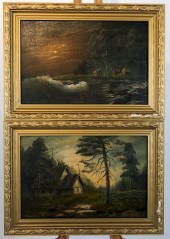 M. BEKUU: TWO LANDSCAPES- OIL