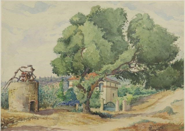 M. BIANCHI WATERCOLOR LANDSCAPE