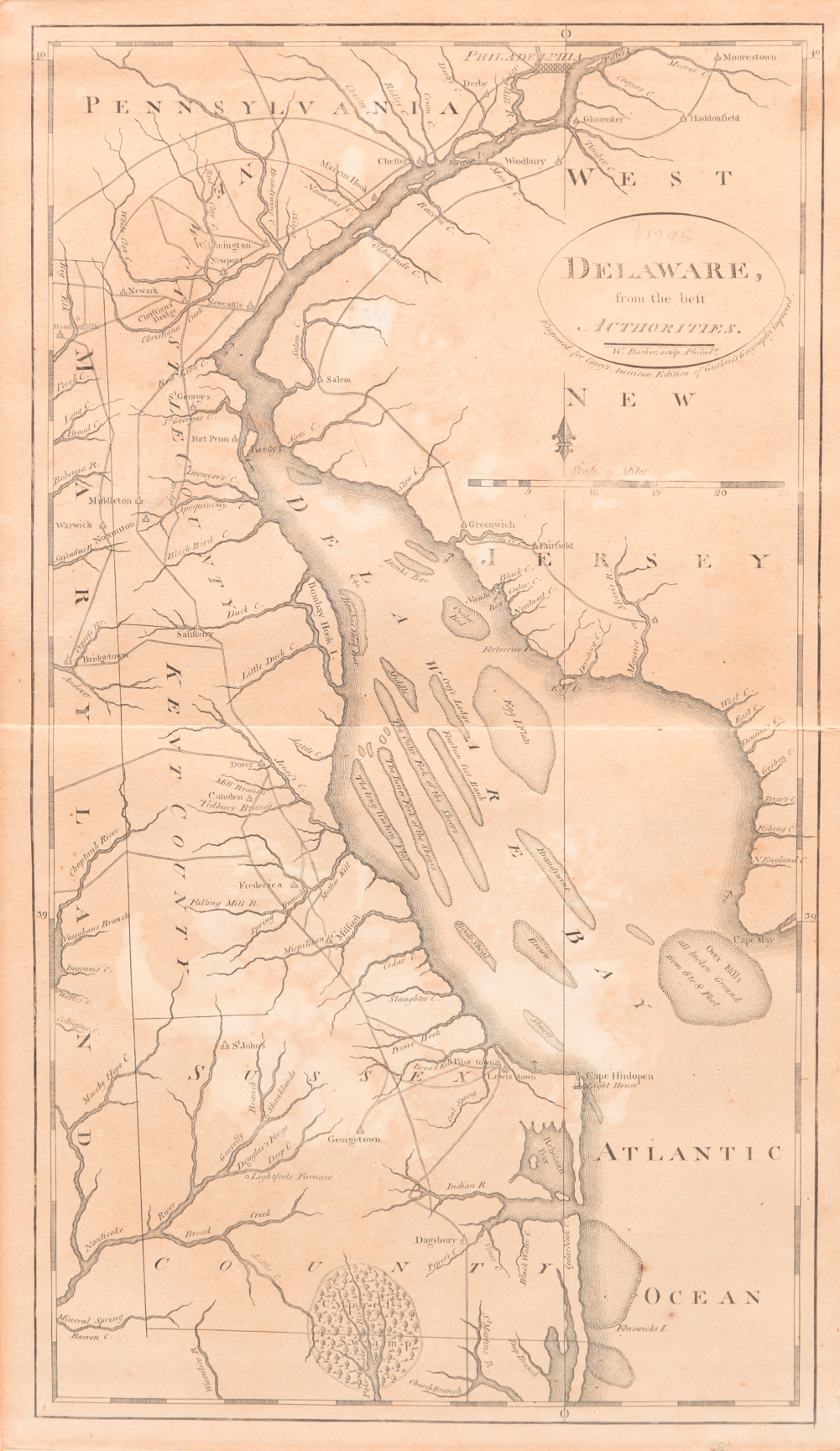 M. CAREY MAP OF DELAWARE. 1814 or