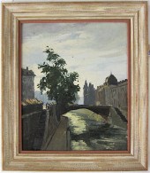 M. HARAND OIL ON BOARD view of