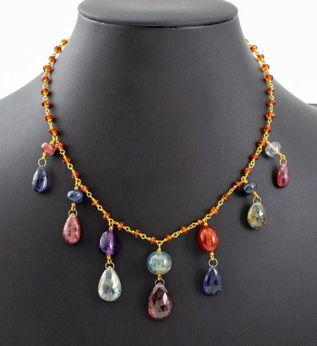M. MARKS 18K MULTI-COLORED GEMSTONE