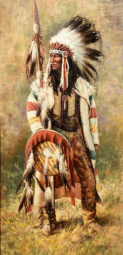 M. MARTENSEN, LARGE OIL OF INDIAN