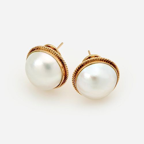 MABE' PEARL EARRINGS IN 14KA pair