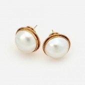 MABE' PEARL EARRINGS IN 14KA p