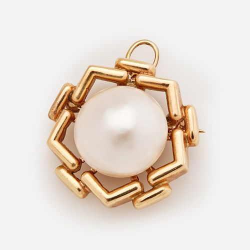 MABE' PEARL GEOMETRIC BROOCH /