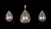 MABE PEARL PENDANT & EARRINGS: