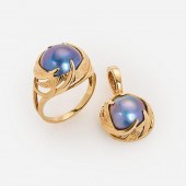 MABE' PEARL RING AND PENDANT S