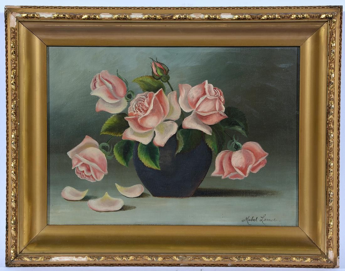 MABEL LEMOS, ROSE STILL LIFE, OIL