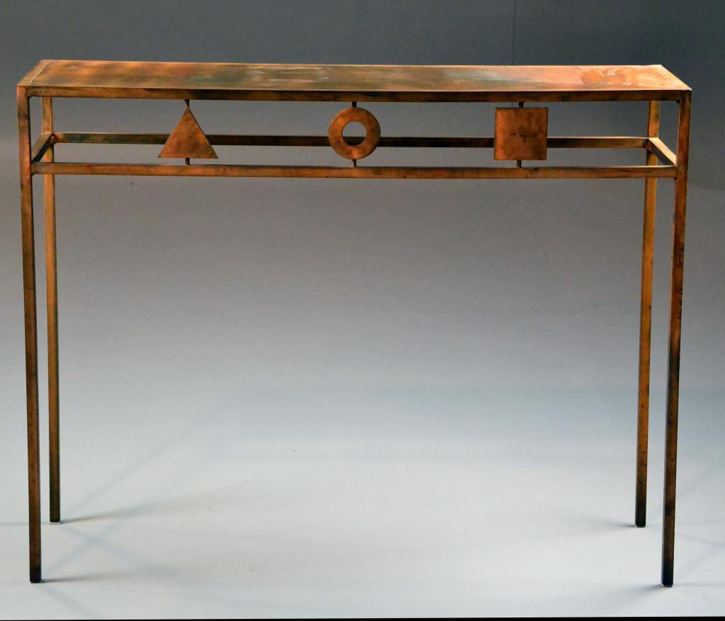 Machine-age Steel Table with Copper