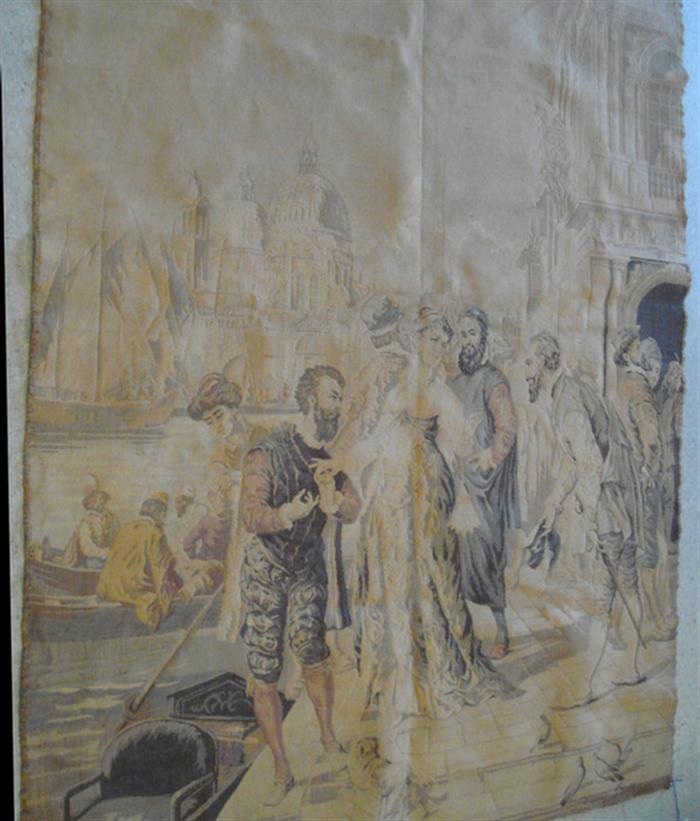 Machine made  tapestry, depicting