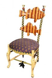 MACKENZIE CHILDS "FISH" CHAIR,
