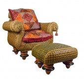 MACKENZIE CHILDS RATTAN ARM CH