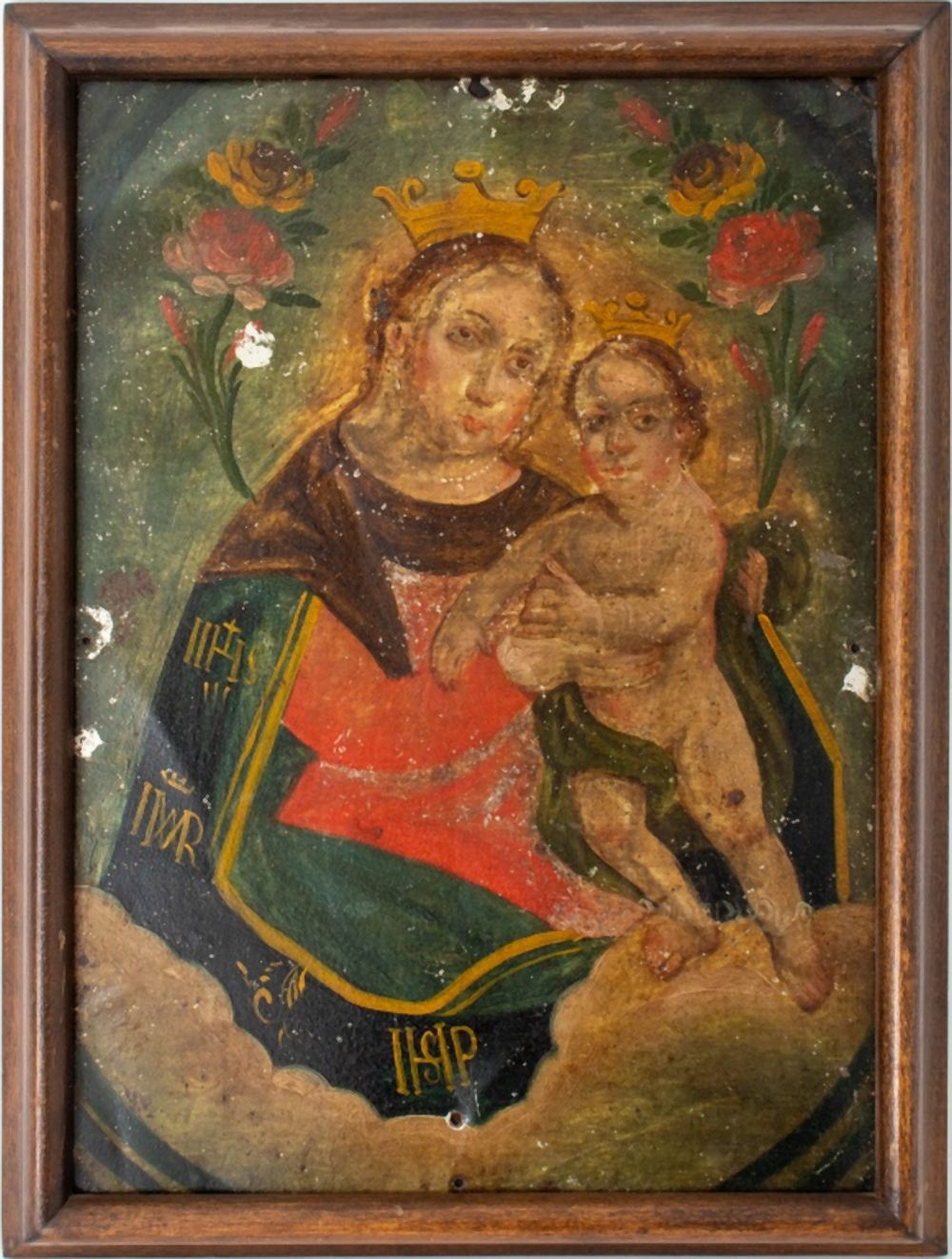 MADONNA AND CHILD RETABLO OIL ON