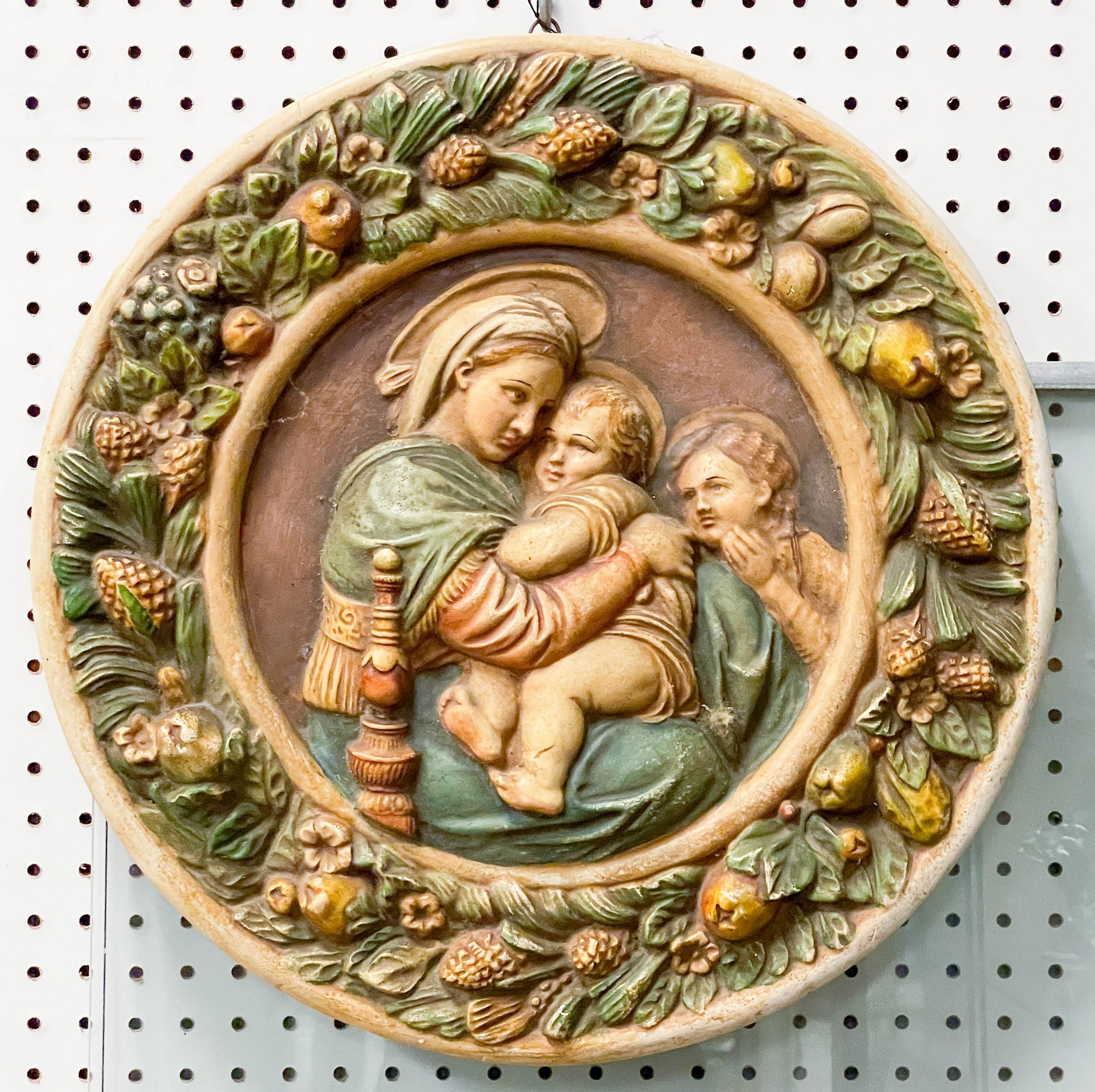 Madonna & child relief pottery wall