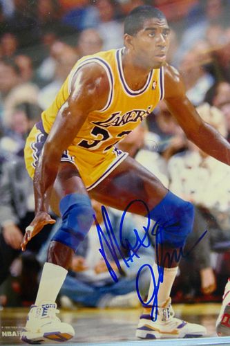 MAGIC JOHNSON AUTOGRAPHED 8" X