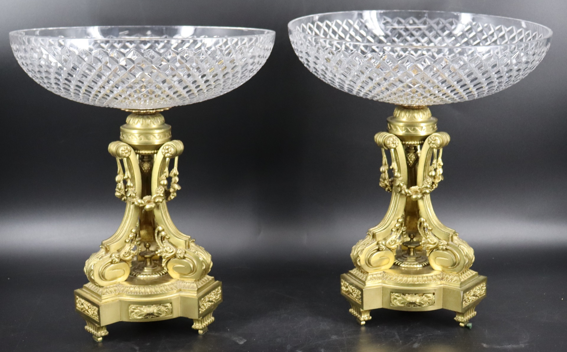 MAGNIFICENT PR OF GILT BRONZE & CUT