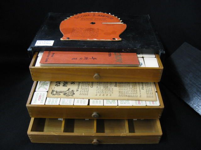 Mah Jong & Pung Chow Game Set circa