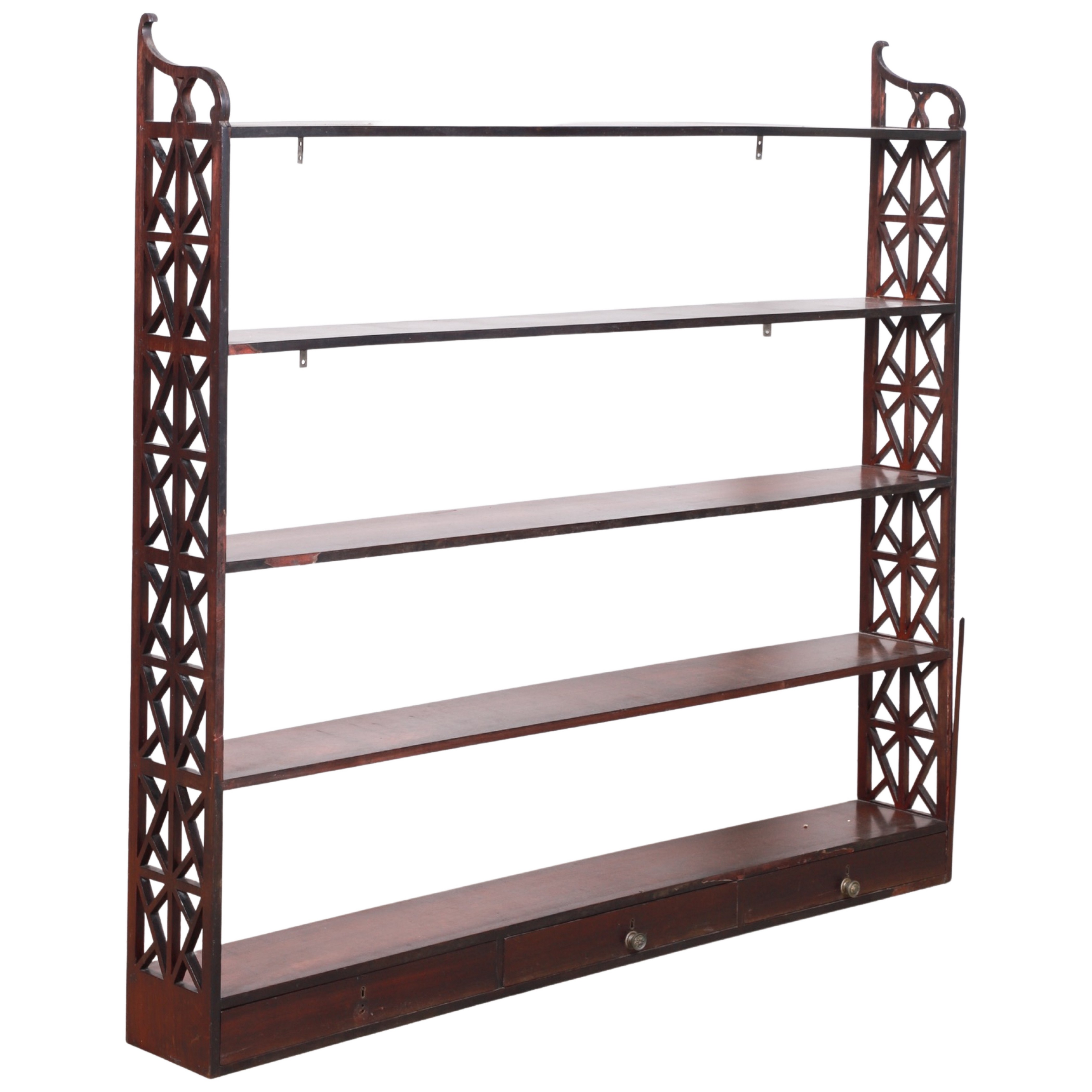 Mahogany 5 tier open curio shelf,