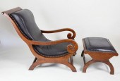 MAHOGANY AND BLACK LEATHER UPH