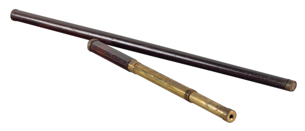 MAHOGANY AND BRASS SINGLE-DRAW