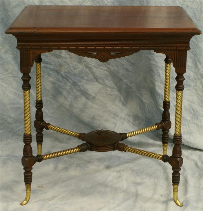 Mahogany and brass Victorian lamp