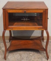 MAHOGANY AND ETCHED GLASS SIDE