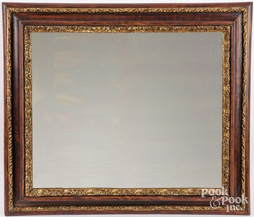 MAHOGANY AND GILT MIRROR, 33" X