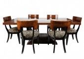 MAHOGANY AND GLASS DINING TABL