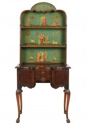 MAHOGANY AND PAINTED BOOKSHELF