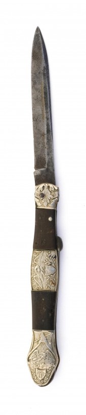 MAHOGANY AND SILVER FOLDING KN