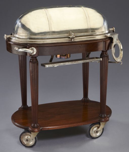 Mahogany and silver plate