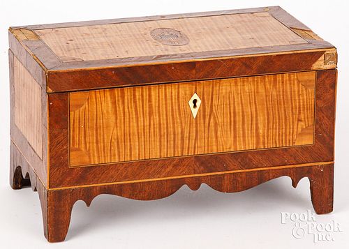 MAHOGANY AND TIGER MAPLE DRESSER