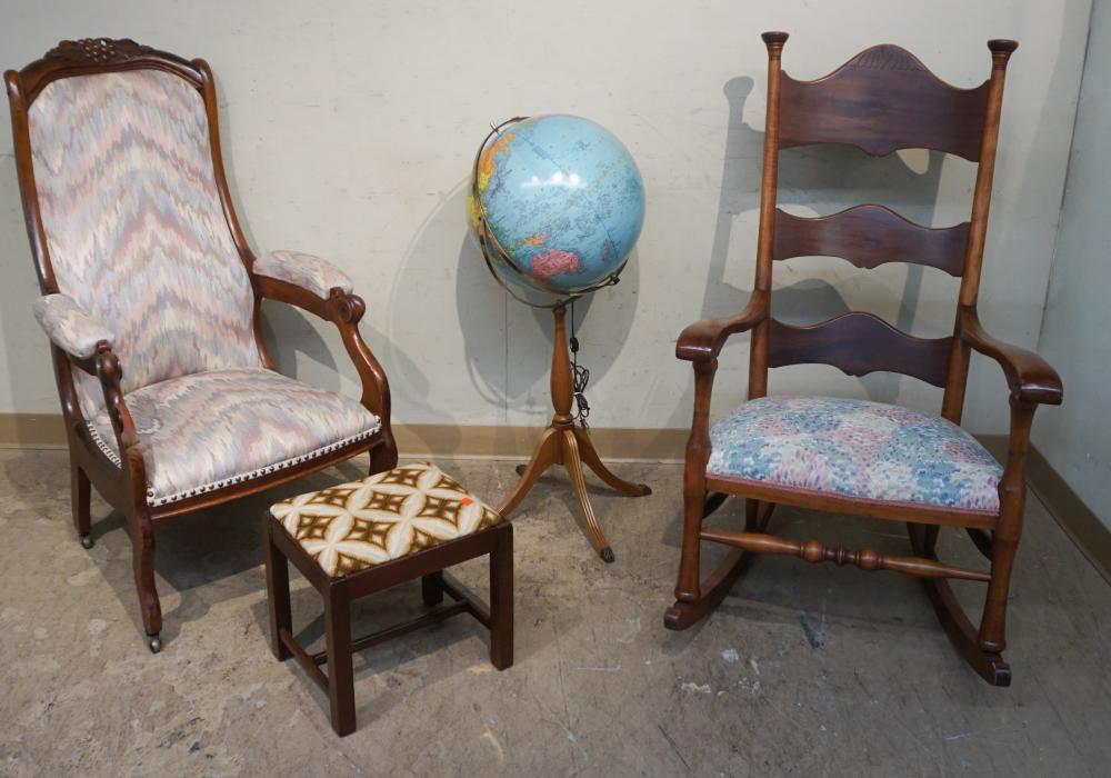 MAHOGANY ARM ROCKER, VICTORIAN