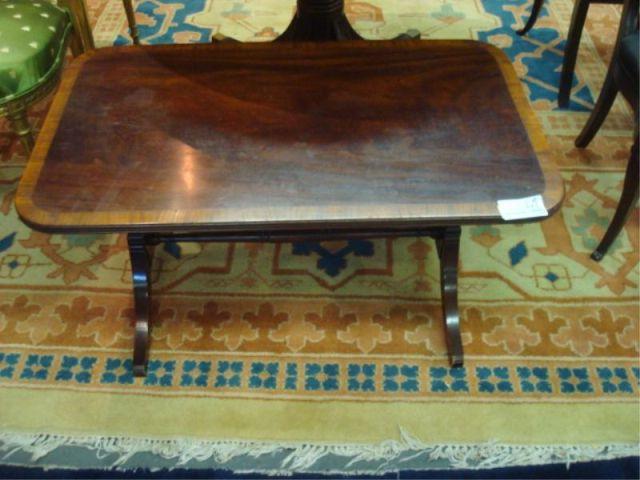 Mahogany Banded Coffee Table.
