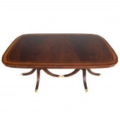 MAHOGANY BANDED TRIPLE PEDESTA