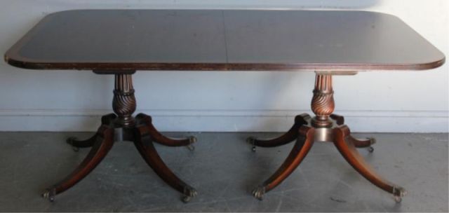 Mahogany Banded Twin Pedestal