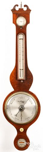 MAHOGANY BANJO BAROMETER, 19TH