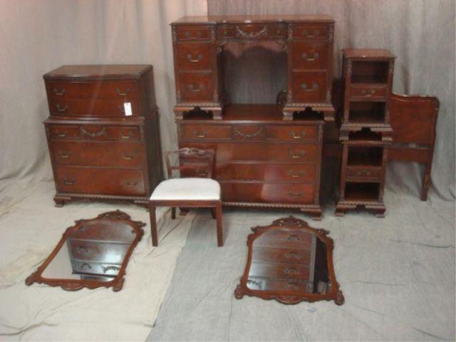 Mahogany Bedroom Set with Carved