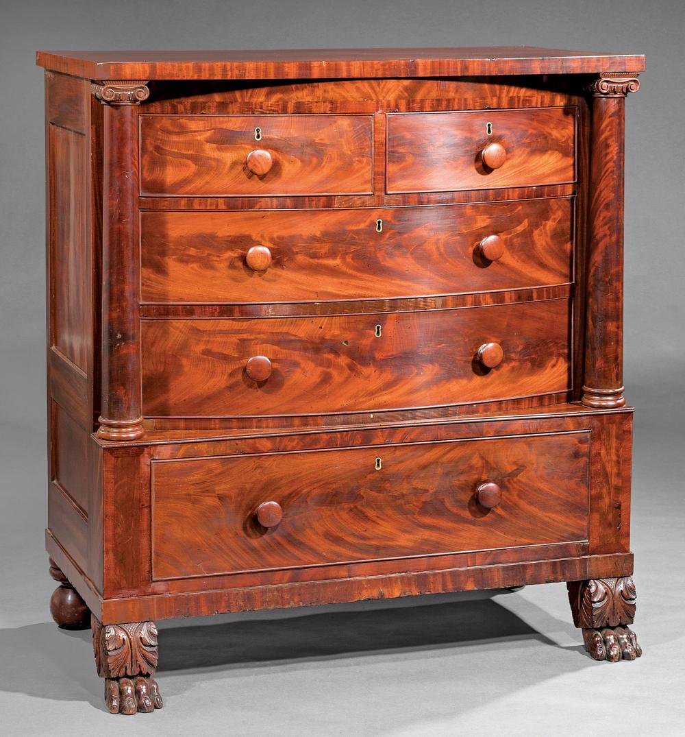 MAHOGANY BOWFRONT CHEST OF