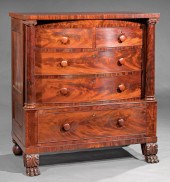 MAHOGANY BOWFRONT CHEST OF DRA