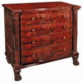 MAHOGANY BOWFRONT CHEST OF DRA