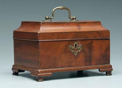 Mahogany box, band inlaid lid,