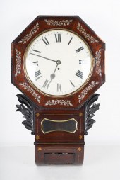 MAHOGANY & BRASS INLAY WALL CL