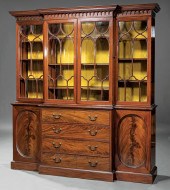 MAHOGANY BREAKFRONT BOOKCASE,