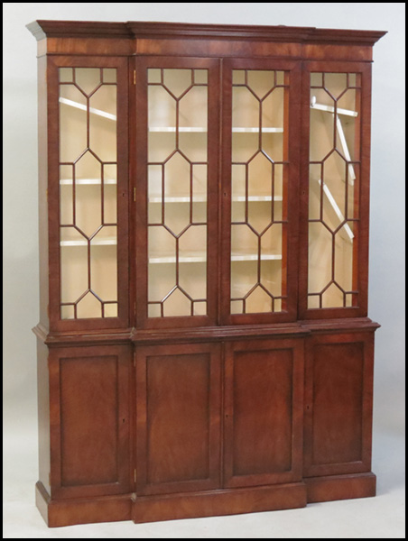 MAHOGANY BREAKFRONT CABINET. H: